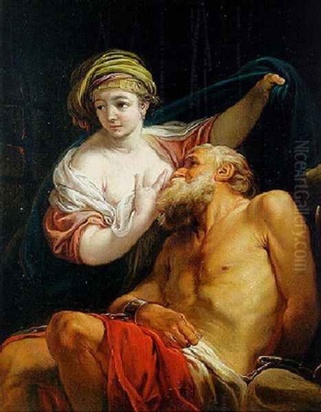 La Charite Romaine Oil Painting by Jean Baptiste Henri Deshays