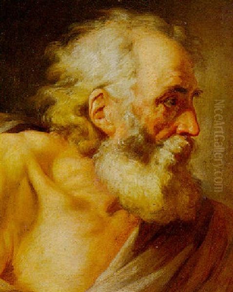 Head Of An Old Bearded Man Oil Painting by Jean Baptiste Henri Deshays