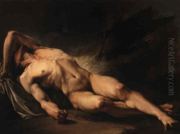 The Sleeping Hector Oil Painting by Jean Baptiste Henri Deshays