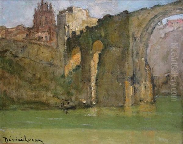 Pont San Martin Oil Painting by Louis Marie Desire-Lucas