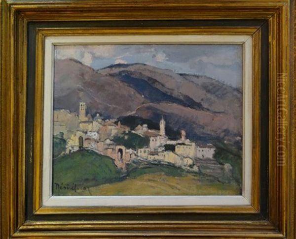 Village Dans La Montagne, Assise Oil Painting by Louis Marie Desire-Lucas