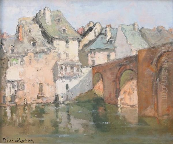 Le Pont Rouge A Espaillon Oil Painting by Louis Marie Desire-Lucas