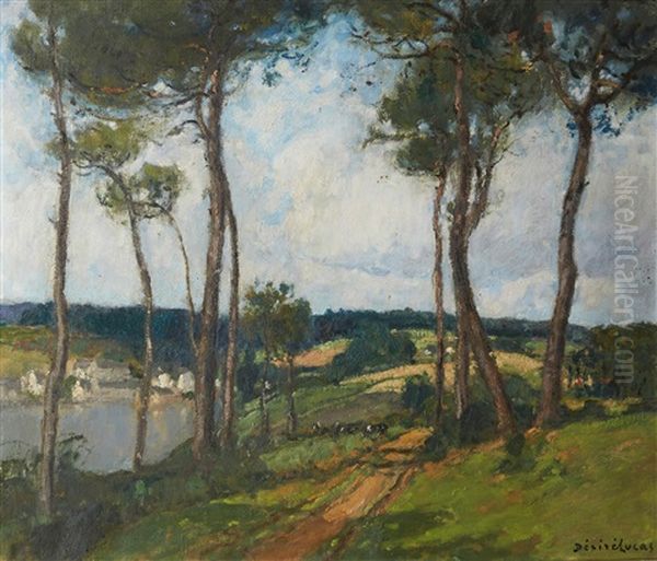 Pouldavid A Travers Les Arbres (bretagne) Oil Painting by Louis Marie Desire-Lucas