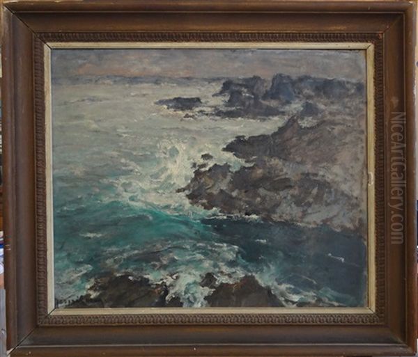 Coup De Mer A Ouessant Oil Painting by Louis Marie Desire-Lucas