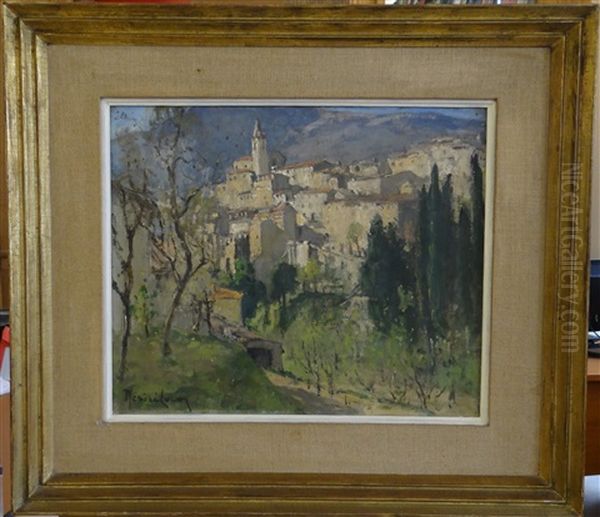 Le Village De Contes Alpes Maritimes Oil Painting by Louis Marie Desire-Lucas