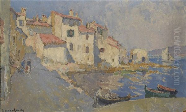 Le Vieux Port De Saint-tropez Oil Painting by Louis Marie Desire-Lucas