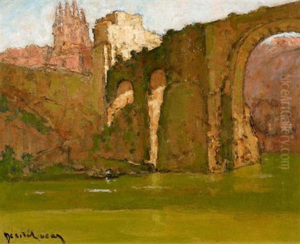 Puente De San Martin In Toledo Oil Painting by Louis Marie Desire-Lucas