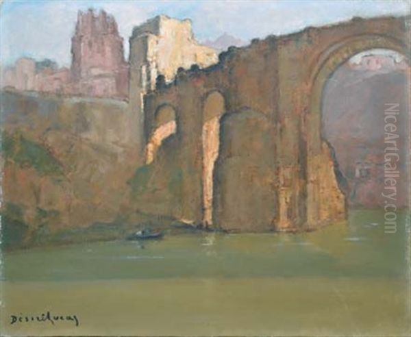 Le Pont Saint Martin, Tolede Oil Painting by Louis Marie Desire-Lucas