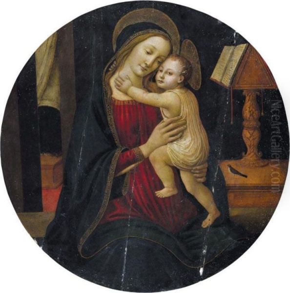 The Madonna And Child In An Interior Oil Painting by Arcangelo Di Jacopo Del Sellaio