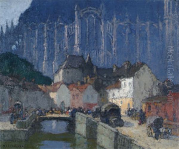 Animation Devant La Cathedrale Oil Painting by Louis Marie Desire-Lucas