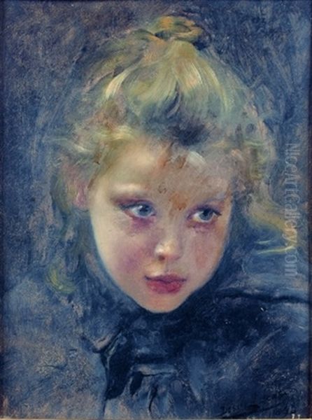 Portrait De Fillette Oil Painting by Louis Marie Desire-Lucas