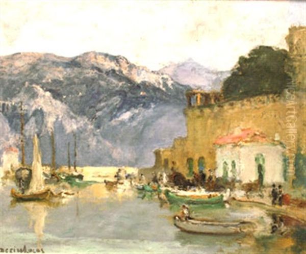 St Jean-cap-ferrat Oil Painting by Louis Marie Desire-Lucas