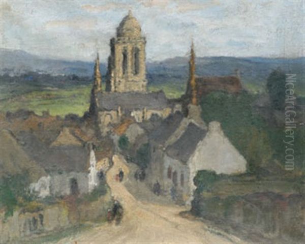 Le Village De Locronan Oil Painting by Louis Marie Desire-Lucas