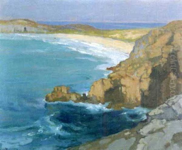 Plage Et Falaise Rocheuse by Louis Marie Desire-Lucas