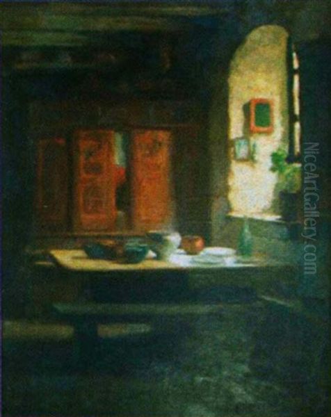 Interieur Breton Oil Painting by Louis Marie Desire-Lucas