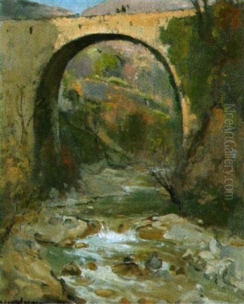 Le Pont De Millau Oil Painting by Louis Marie Desire-Lucas