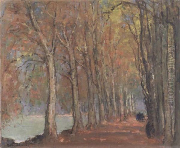 L'automne A Espalion (aveyron) Oil Painting by Louis Marie Desire-Lucas