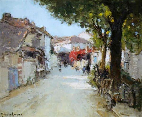 Rue De Village A Montpesat Oil Painting by Louis Marie Desire-Lucas