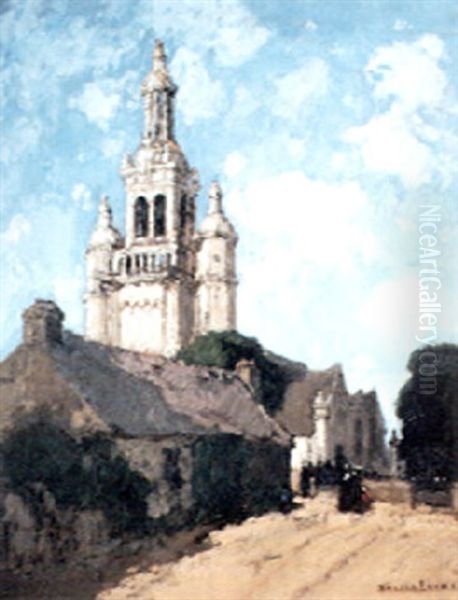 L'eglise Et Le Bourg De Plogonnec Oil Painting by Louis Marie Desire-Lucas