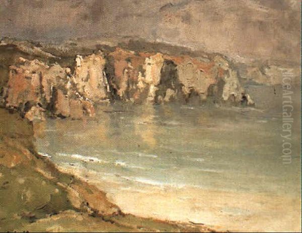 Falaises A Camaret Par Ciel D'orage Oil Painting by Louis Marie Desire-Lucas