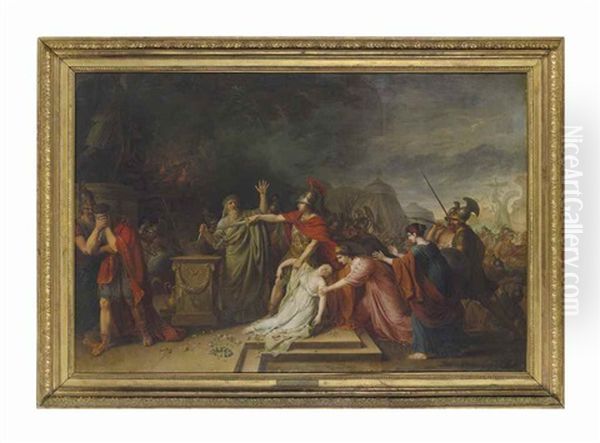 The Sacrifice Of Iphigenia Oil Painting by Jean Baptiste Francois Desoria