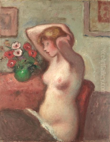 Seated Nude Oil Painting by Georges d'Espagnat