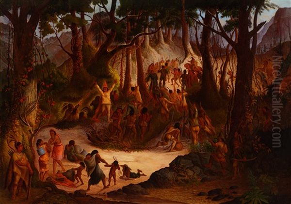 Indians Oil Painting by Alphonse Desport