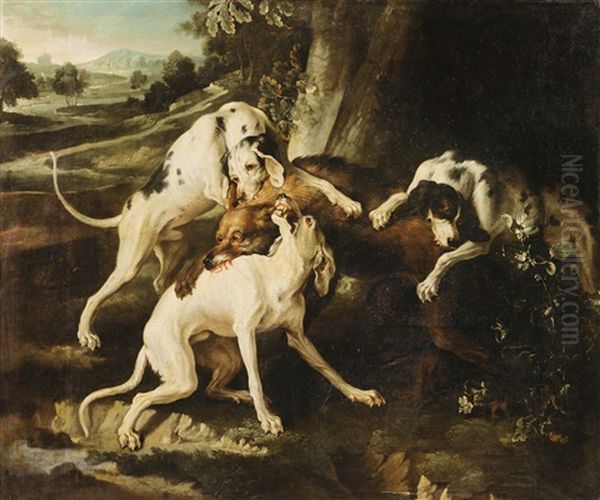 The Wolf Hunt Oil Painting by Alexandre Francois Desportes