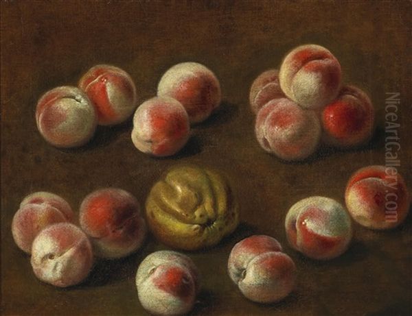 A Still Life Of Peaches Oil Painting by Alexandre Francois Desportes