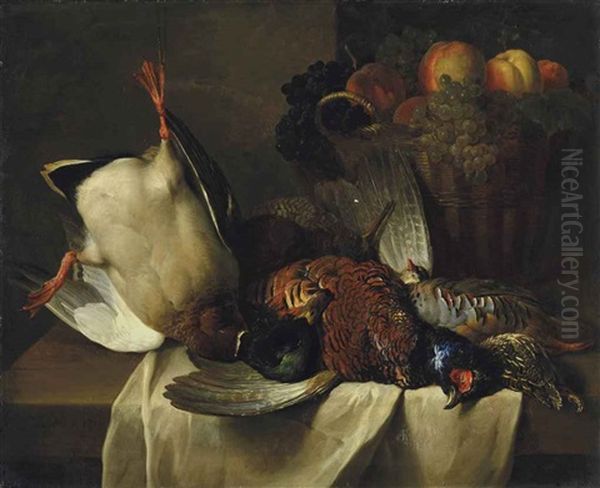 Nature Morte Au Colvert Et Aux Faisans Oil Painting by Alexandre Francois Desportes