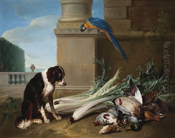 Chien Devant Un Trophee De Chasse Oil Painting by Alexandre Francois Desportes