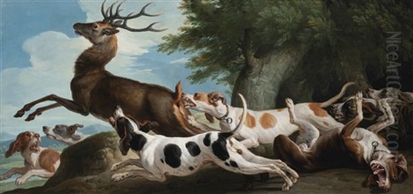 Le Debuche Du Cerf Oil Painting by Alexandre Francois Desportes