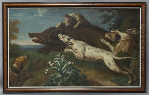 Dogs Hunting Oil Painting by Alexandre Francois Desportes