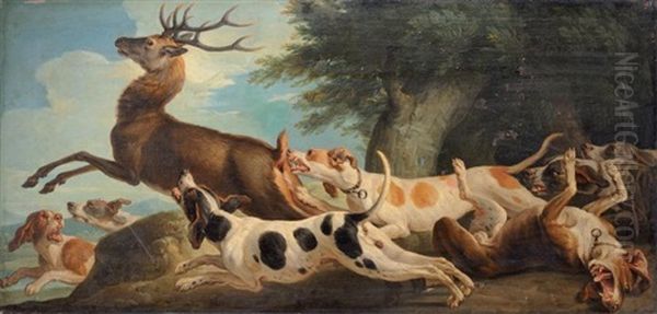 Le Debouche Du Cerf Oil Painting by Alexandre Francois Desportes