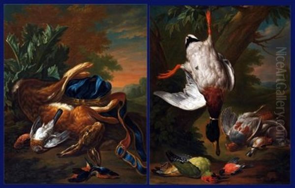 Still Life Studies (pair) Oil Painting by Alexandre Francois Desportes