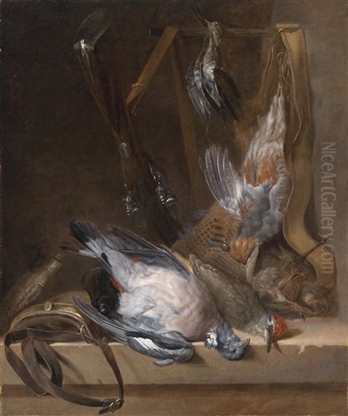 Ein Jagdstillleben Mit Erlegtem Wildgeflugel Und Utensilien Zur Vogeljagd Oil Painting by Alexandre Francois Desportes