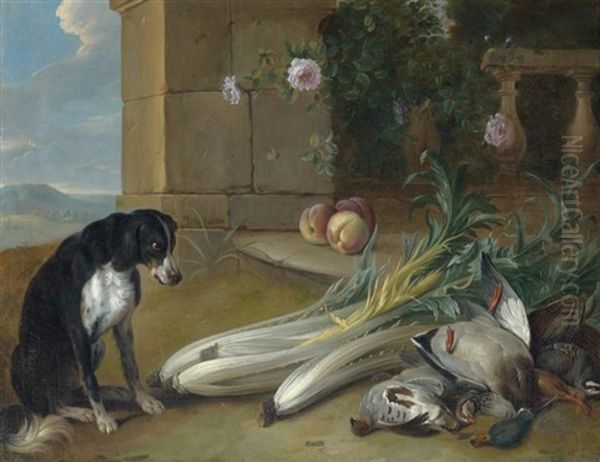 Chien Gardant Du Gibier Mort Oil Painting by Alexandre Francois Desportes