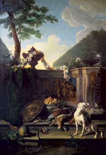 Nature Morte De Gibier, Pieces D'orfevrerie Et Bas-reliefs Oil Painting by Alexandre Francois Desportes