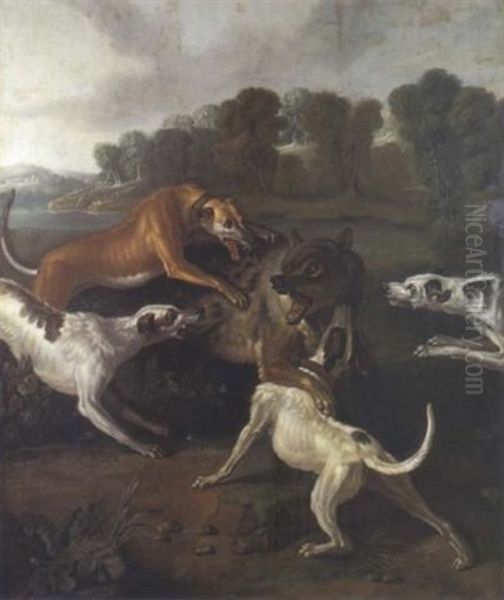 La Chasse Au Loup Oil Painting by Alexandre Francois Desportes