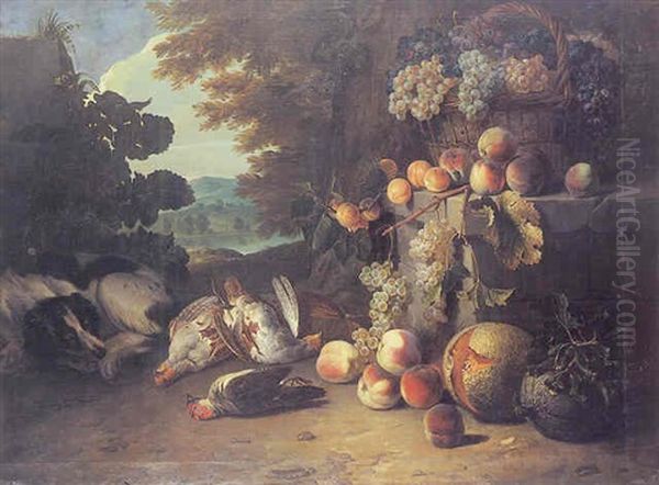 Nature Morte De Fruits Et De Chasse Oil Painting by Alexandre Francois Desportes