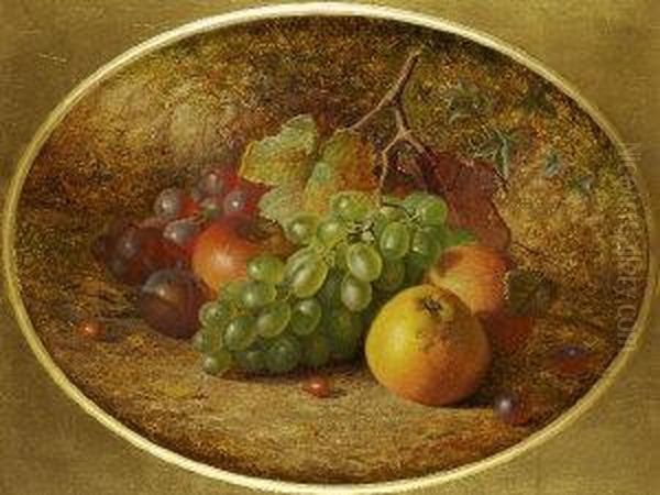 Still Life With Fruit On A Mossy Bank Oil Painting by Charles Archer