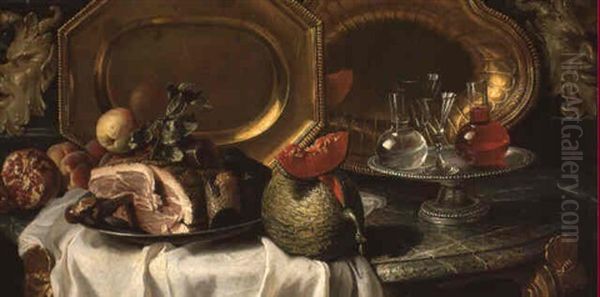 Nature Morte Au Melon Et Au Jambon Oil Painting by Alexandre Francois Desportes