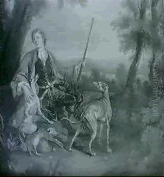 Portrait D'un Chasseur Dans Un Paysage Oil Painting by Alexandre Francois Desportes