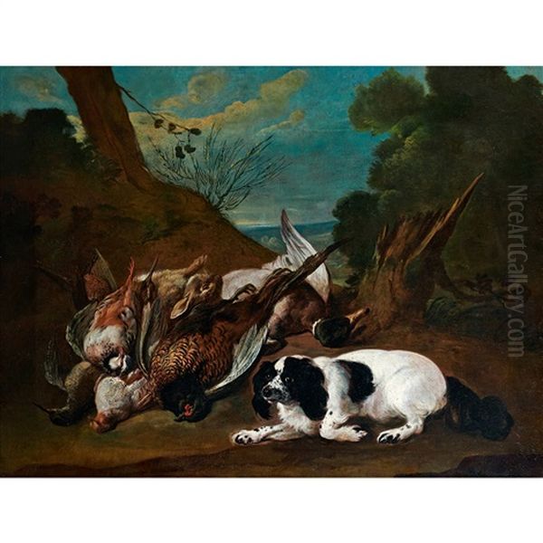 Epagneul Gardant Un Trophee De Chasse Oil Painting by Claude Francois Desportes