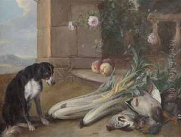 Chien Gardant Du Gibier Mort Oil Painting by Claude Francois Desportes