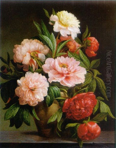 Still Life Of Peonies Oil Painting by Emma Desportes