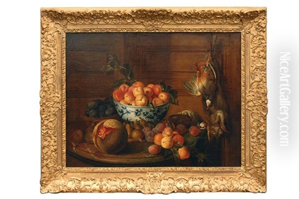 A Still Life With Fruits, Game And A Wanli Bowl Oil Painting by Nicolas Desportes