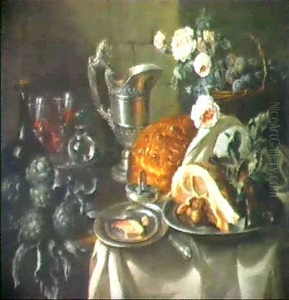 Nature Morte Au Jambon Oil Painting by Nicolas Desportes