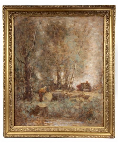 Loggers In Woods by Louis Paul Dessar