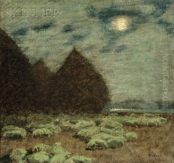 Moonlit Landscape With Sleeping Flock by Louis Paul Dessar